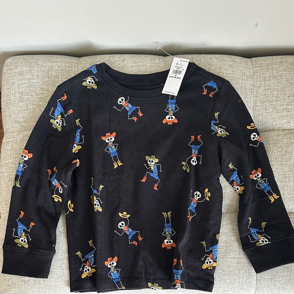NWT Old Navy Skeleton Cowboy Long Sleeve Shirt Size 2T Boy Girl Halloween